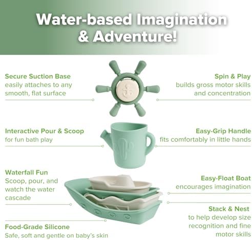 Haakaa Nautical Silicone Baby Bath Toys Set, Food Grade Silicone Bathtub Toys - Image 4