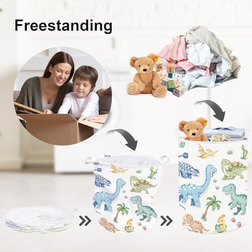 Clastyle Boho Dinosaur Laundry Basket Palm Tree Kids Clothes Book Storage - Image 3