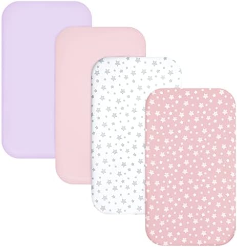 Pack and Play Sheets Girl, Mini Crib Sheets, Stretchy Playard Fitted Sheet - Image 2