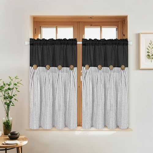 ASPMIZ Farmhouse Kitchen Curtains 24 Inch Length, 2 Panels - Image 2