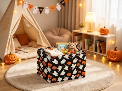 Halloween Basket Cute Baskets for Kids Pumpkin Basket Rectangular Storage Bin - Image 6