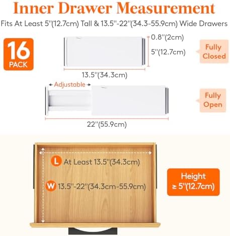 Lifewit 5" Tall Upgrade Drawer Dividers, Adjustable Deep Drawer Organizer - Image 2