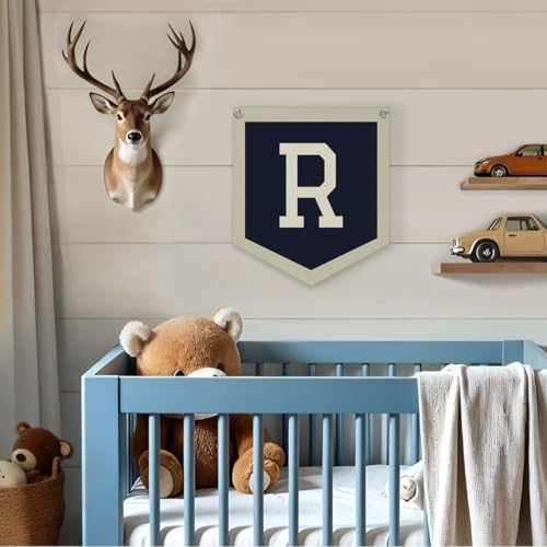 Personalized Baby Gift, Baby Boy Nursery Decor, Initial Pennant - Image 2