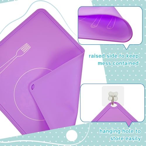 Zhehao 4 Pcs 4 Pcs Montessori Toddler Silicone Placemats, Light Colors - Image 3