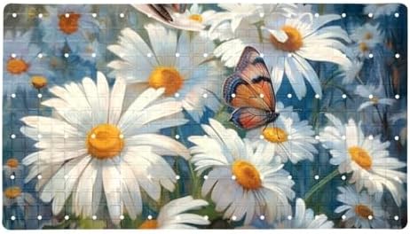 Shower Mat Non Slip, Daisies Butterflies Anti Slip Bath Mat by Anna+Cowper