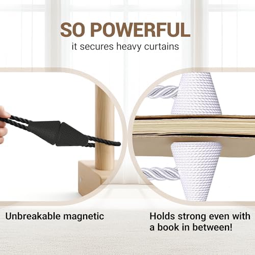 Hion Magnetic Curtain Tiebacks Black 2pcs, Curtain Holdbacks Hooks Holders - Image 6