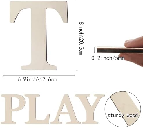 Wooden Letters 8 Inch Large Paintable Wood Letter T - Image 2