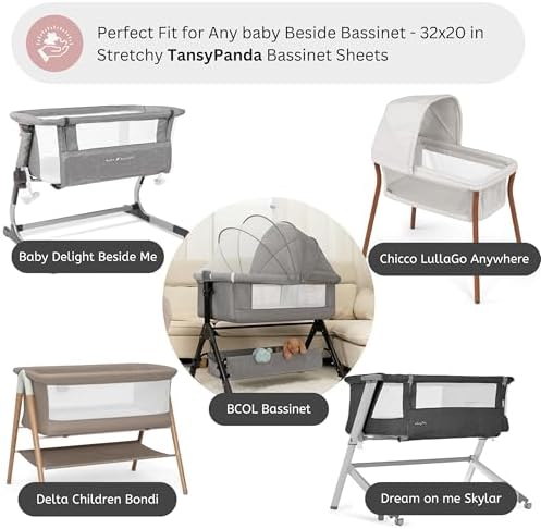 Muslin Bassinet Sheets for Baby Delight Beside Me, Chicco LullaGo, Delta - Image 2