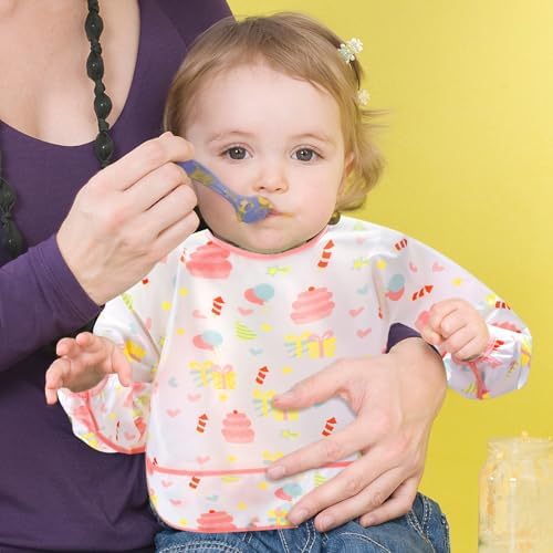 Accmor 5 Pack Long Sleeve Bibs, Baby Smock Waterproof Sleeved Bib Smock - Image 5