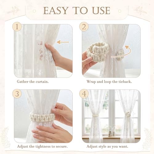 Boho Curtain Tiebacks, Braided Curtain Holdbacks - Image 7