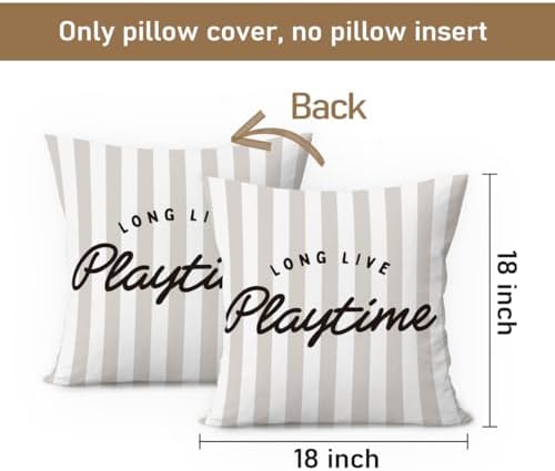 Playroom Decor Pillow Covers 18x18, Kids Room Decor, Long Live Playtime Neutral - Image 7