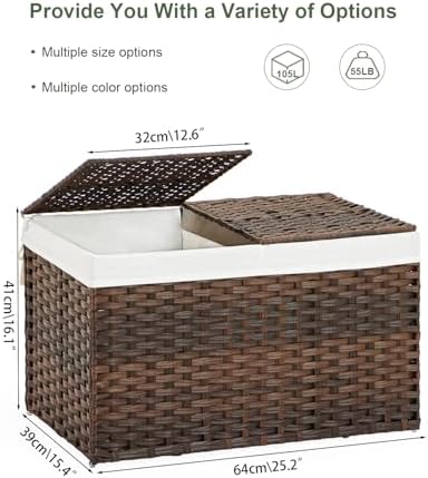 SETVSON Storage Basket with Lid PE Rattan Storage Basket 105L - Image 4