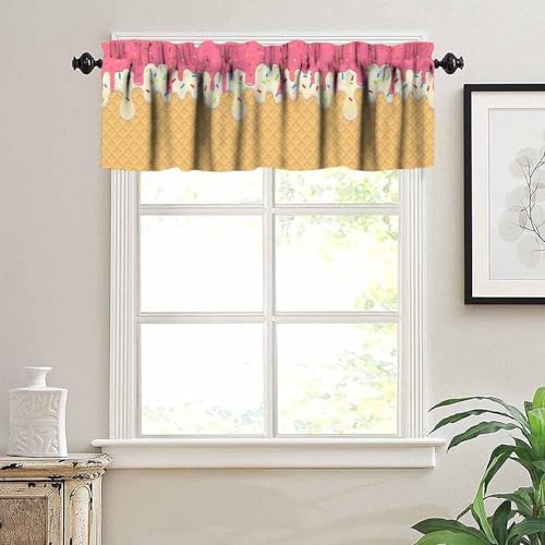 Ice Cream Valances Curtain Chocolate Pink White Waffles Pattern Window - Image 5