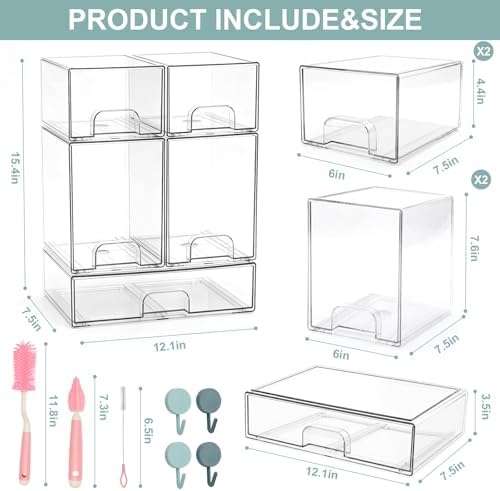 POLRAI 5 Pack Baby Bottle Organizer Stackable Storage Bins - Image 7