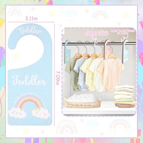 Baby Closet Dividers 8PCS, Pastel Rainbow Theme Wooden Double-Sided Clothes - Image 2