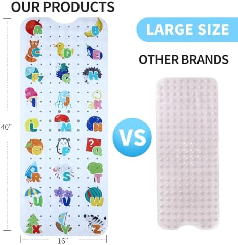 Baby Bath Mat for Tub Non Slip Kids Bathtub Mat Extra Long 40X16 Inch Toddler - Image 3