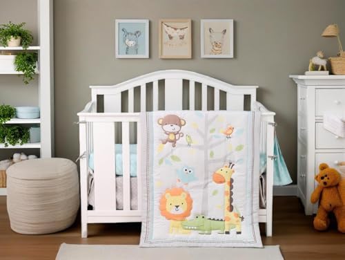 Animals 3pcs Baby Crib Bedding Set, - Image 2