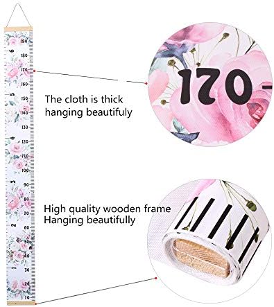 Kids Growth Chart, Wood Frame Fabric Canvas Height Measurement Ruler from Baby - Image 6