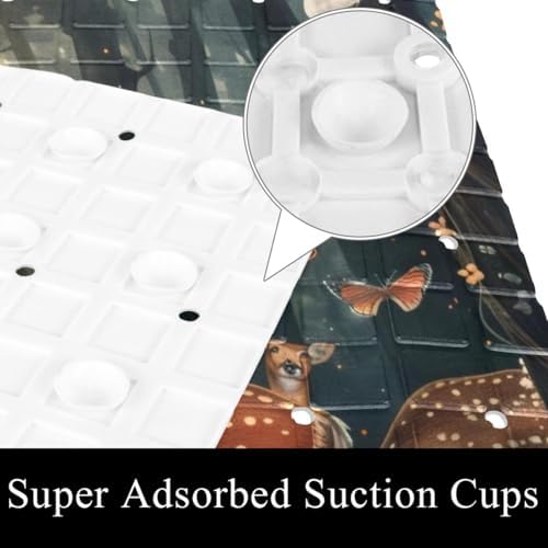 Shower Mat Non Slip, Forest Deer Butterfly Anti Slip Bath Mat - Image 3