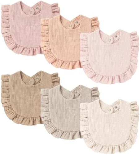 MairMore Muslin Baby Bibs, Ruffle Edge Drool Bibs by MairMore