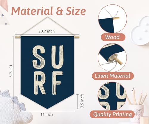Coastal Beach Surf Room Decor Nautical Linen Canvas Banner - Image 4