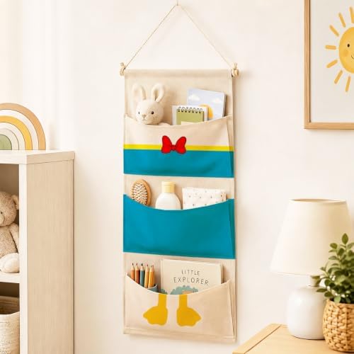 3-Pocket Hanging Wall Organizer, Cartoon Duck Design - Image 2