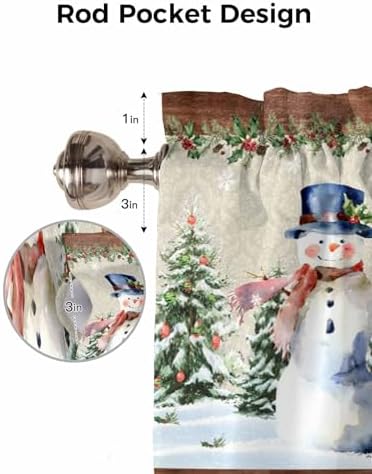 Vandarllin Christmas Farmhouse Kitchen Curtains Valances - Image 7