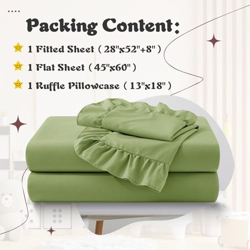 KKJIAF 3 Piece Sage Green Toddler Sheet Set - Image 2