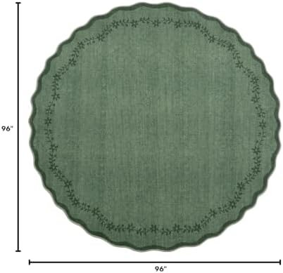 GarveeHome Large Round Rug 8ft Scalloped Washable Circle Living Room Rug - Image 2