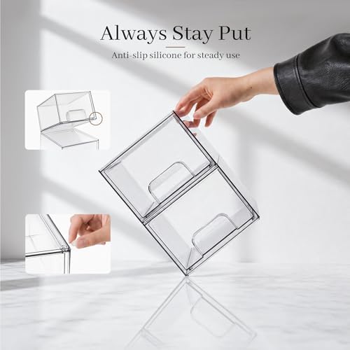 TIPGO Clear Stackable Storage Drawers, Acrylic Bathroom Makeup Organizer - Image 7