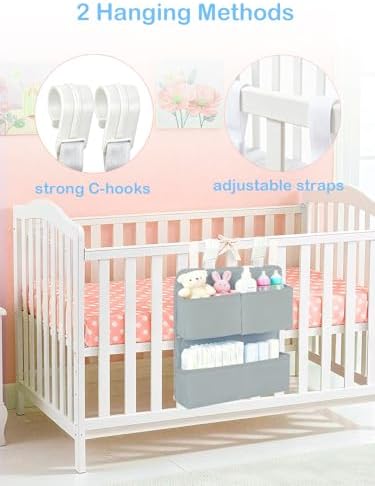 Hanging Diaper Organizer for Bassinet/Crib/Playpen/Playard – Hold 80+ Diapers - Image 3