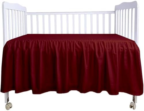 Crib Bed Skirt 28” x 52” with 14” Drop – Split Corners Dust Ruffle, Microfiber - Image 2