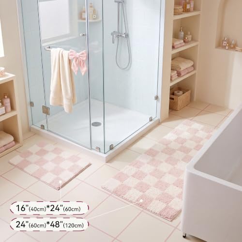GRANNY SAYS Checkered Pink Runner Bathroom Rug, Cute Bath Mat - Image 5
