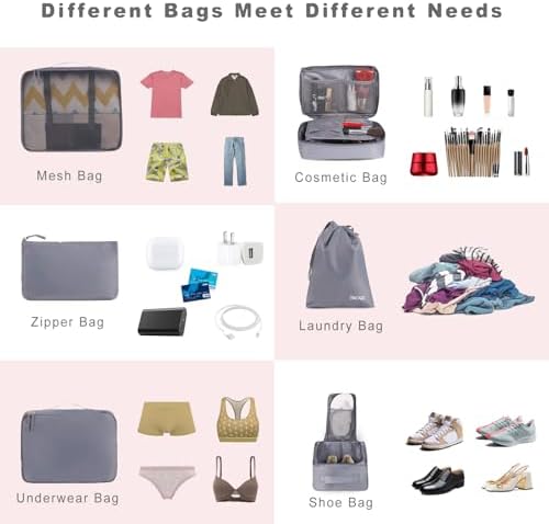BAGAIL 8 Set Packing Cubes Luggage Packing Organizers - Image 5