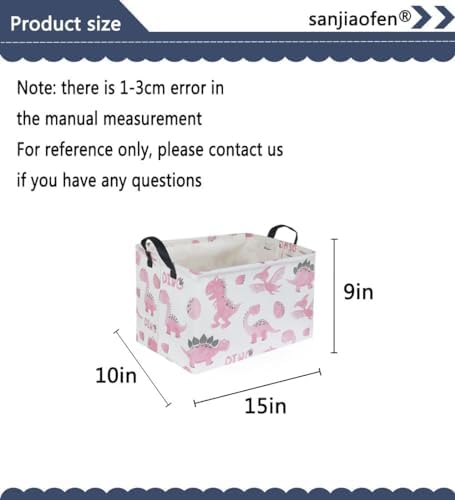 Rectangular Pink Baskets, Dinosaur Basket Cute Storage Basket Organizer - Image 6