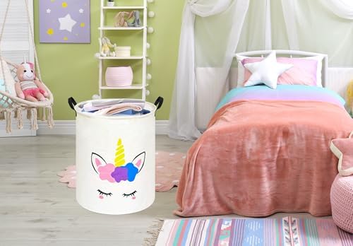 Round Laundry Basket Storage Bins Nursery Hamper Gift Baskets - Image 2