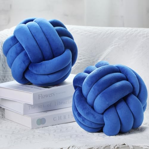Namalu 7.87 Inches 2 Pcs Knot Pillow Decorative Throw Pillow, Deep Blue by Namalu