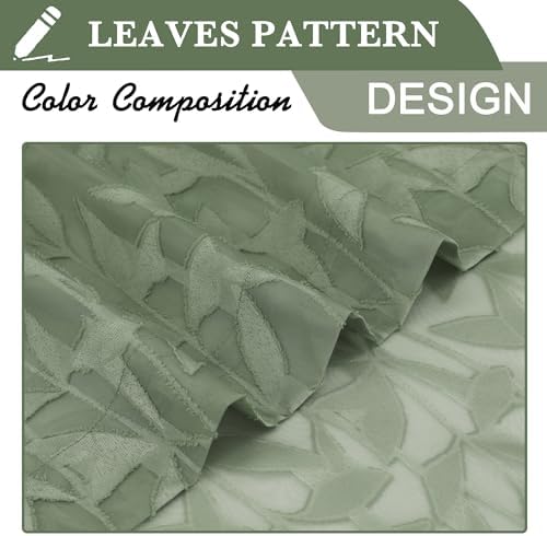 Lecloud Leia Sage Green Sheer Curtains 63 Inch Length 2 Panels, Rustic Light - Image 7