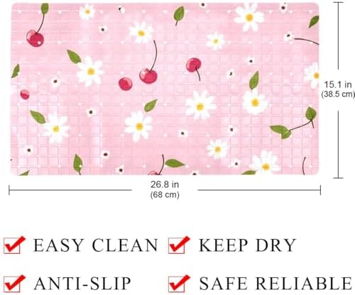 Shower Mat Non Slip, Daisies Cherry Anti Slip Bath Mat - Image 4