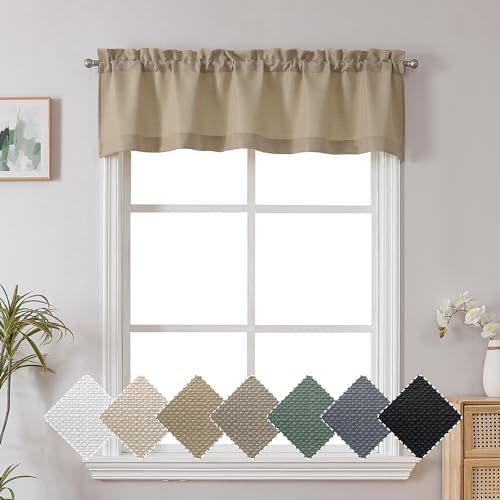 Chyhomenyc Camel Valance for Windows, Light Filtering Faux Linen Textured Small by Chyhomenyc