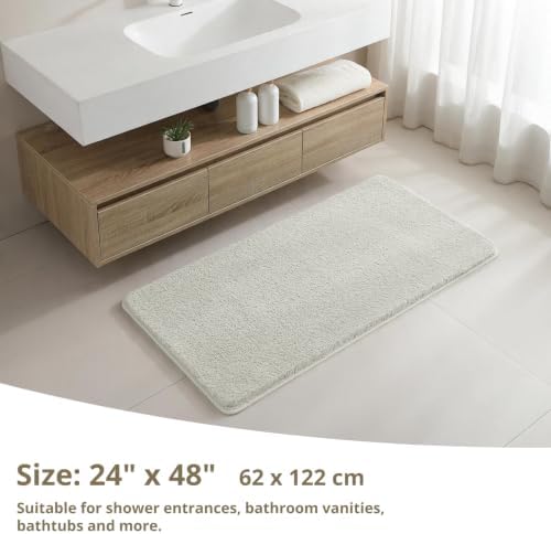 Polyester Bathroom Rug 24"x48" Light Gray, Non-Slip Soft Bath Mat - Image 2