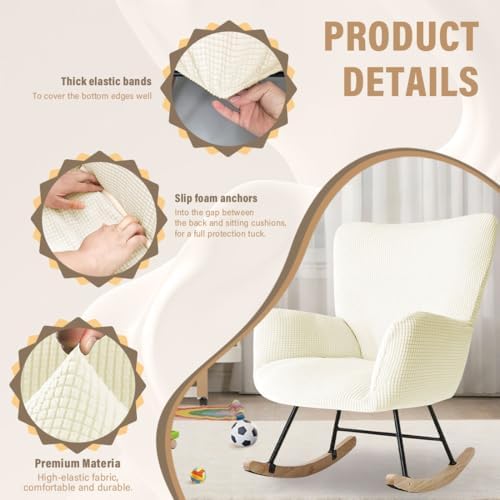 Nursery Rocking Chair Cover Stretch Glider Chair Covers Jacquard Modern Reading - Image 3