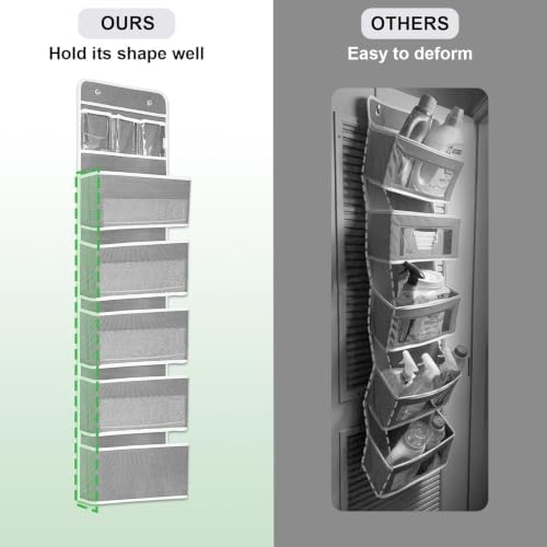 Over the Door Organizer 6 Shelves & 8 Pockets, Zippered Divider - Image 6