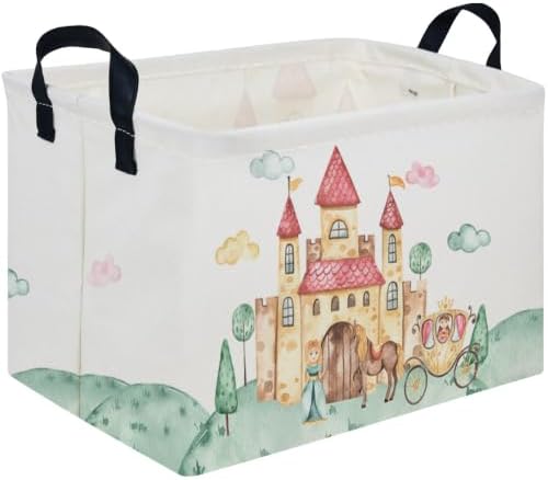 Rectangular Pink Princess Storage Basket, Cute Basket for by FXOCSHE