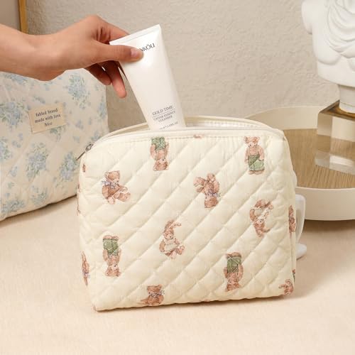 uekeboag 2Pcs Quilted Cotton Makeup Bag and Drawstring Bag - Image 4