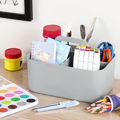 Multiuse Caddy Organizer with Handle, Portable Divided Plastic Tote Bin - Image 3