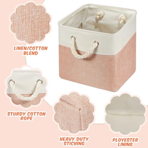 6 Pack 13 x 13 Inch Cube Storage Bins Fabric Square Cube Baskets - Image 3