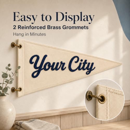 Custom City Name Canvas Pennant Flag, Embroidered City Name Banner Decor - Image 3