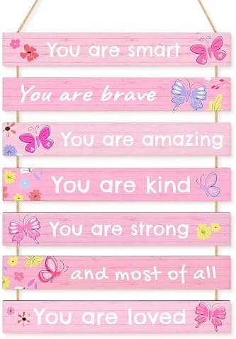 Girls Room Decor Colorful Inspirational Wall Plaque Set by Home