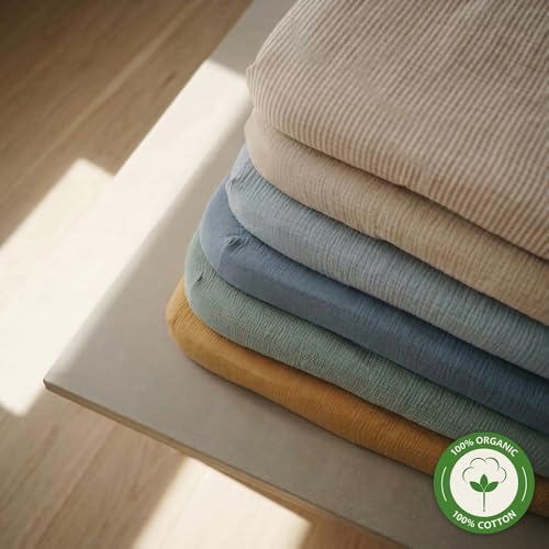 Crib Sheets, 100% Organic Cotton Muslin, Fitted 28"x52" Standard - Image 6
